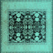 Square Oriental Turquoise Industrial Rug, urb848turq