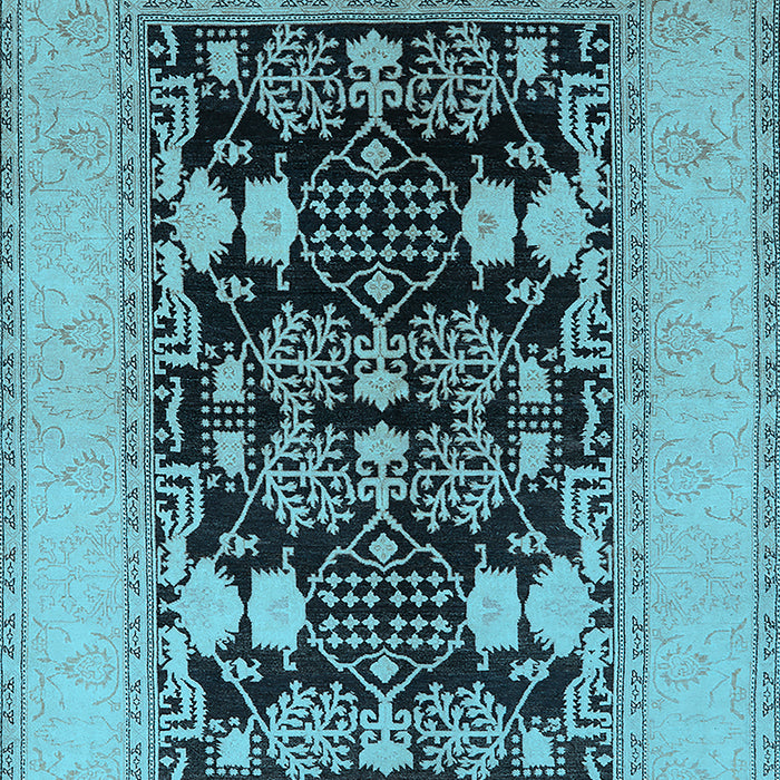 Machine Washable Oriental Light Blue Industrial Rug, wshurb848lblu