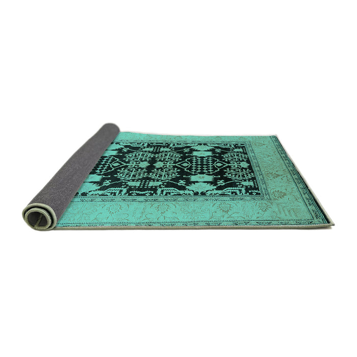 Sideview of Oriental Turquoise Industrial Rug, urb848turq