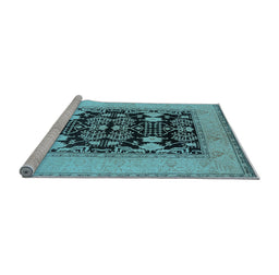 Sideview of Machine Washable Oriental Light Blue Industrial Rug, wshurb848lblu