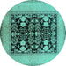 Round Oriental Turquoise Industrial Rug, urb848turq