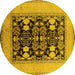 Round Oriental Yellow Industrial Rug, urb848yw