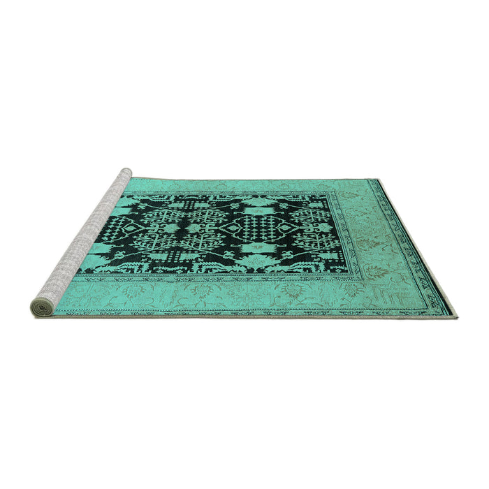 Sideview of Machine Washable Oriental Turquoise Industrial Area Rugs, wshurb848turq