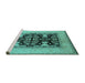 Sideview of Machine Washable Oriental Turquoise Industrial Area Rugs, wshurb848turq