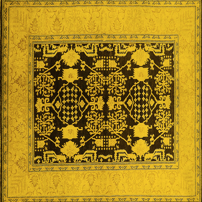 Square Machine Washable Oriental Yellow Industrial Rug, wshurb848yw