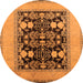 Round Machine Washable Oriental Orange Industrial Area Rugs, wshurb848org