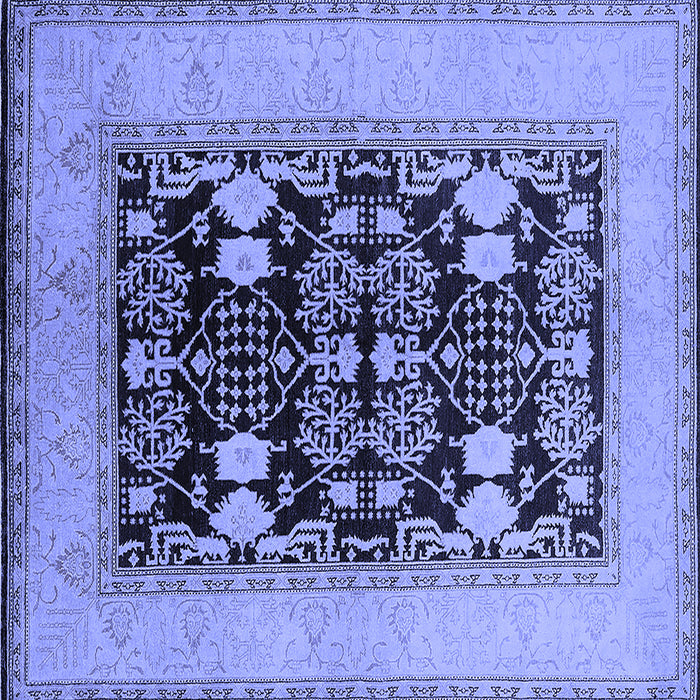 Square Machine Washable Oriental Blue Industrial Rug, wshurb848blu