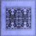 Square Machine Washable Oriental Blue Industrial Rug, wshurb848blu