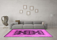 Machine Washable Oriental Pink Industrial Rug, wshurb848pnk