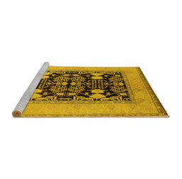 Sideview of Machine Washable Oriental Yellow Industrial Rug, wshurb848yw