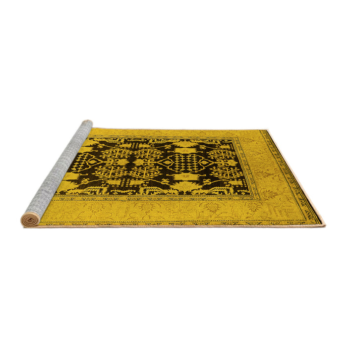 Sideview of Machine Washable Oriental Yellow Industrial Rug, wshurb848yw