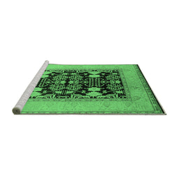 Sideview of Machine Washable Oriental Emerald Green Industrial Area Rugs, wshurb848emgrn