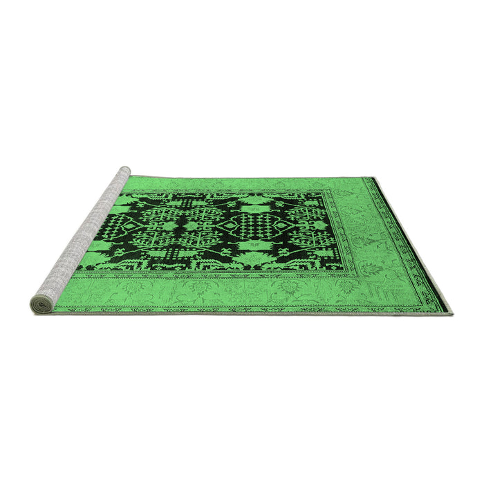 Sideview of Machine Washable Oriental Emerald Green Industrial Area Rugs, wshurb848emgrn