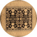 Round Oriental Brown Industrial Rug, urb848brn