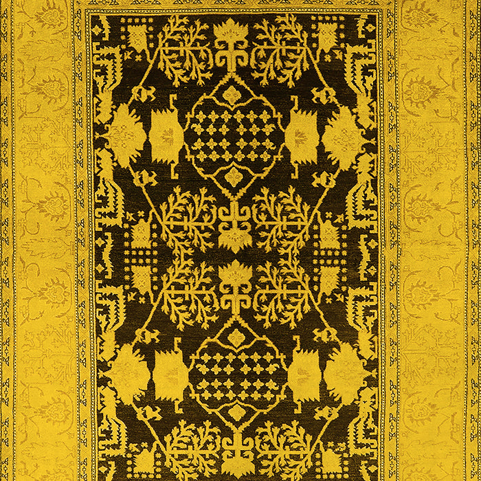 Machine Washable Oriental Yellow Industrial Rug, wshurb848yw