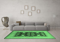 Machine Washable Oriental Emerald Green Industrial Rug, wshurb848emgrn