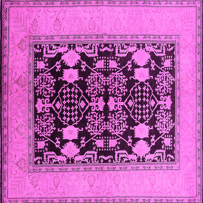 Square Machine Washable Oriental Pink Industrial Rug, wshurb848pnk