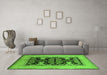 Machine Washable Oriental Green Industrial Area Rugs in a Living Room,, wshurb848grn