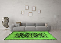 Machine Washable Oriental Green Industrial Rug, wshurb848grn