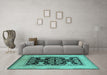 Machine Washable Oriental Turquoise Industrial Area Rugs in a Living Room,, wshurb848turq