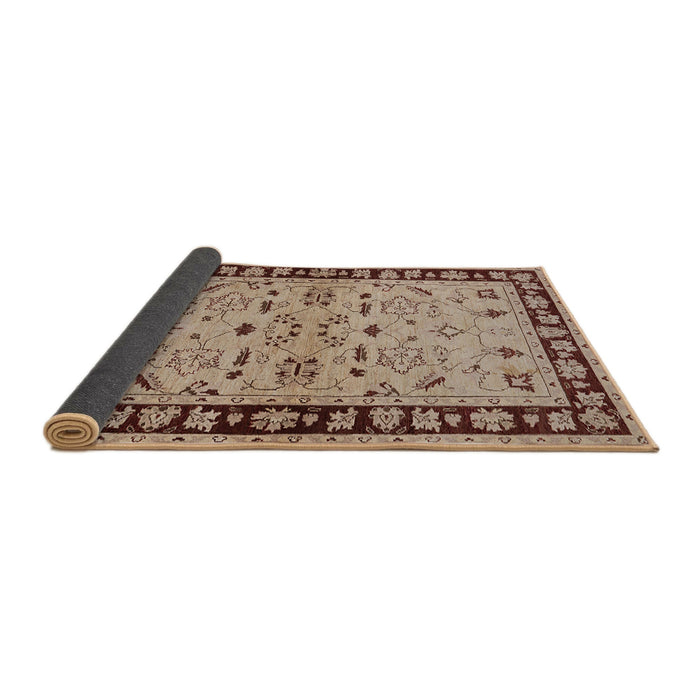 Sideview of Mid-Century Modern Sienna Brown Oriental Rug, urb849