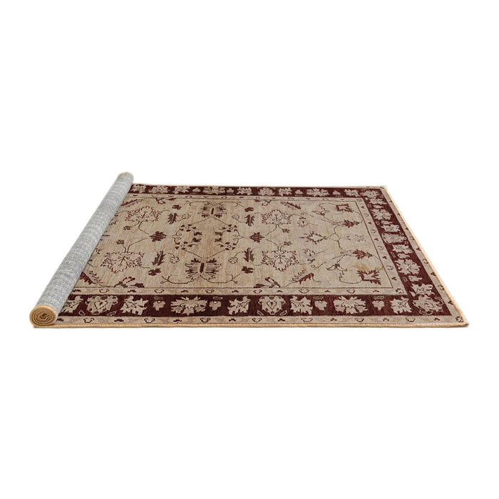 Sideview of Machine Washable Industrial Modern Sienna Brown Rug, wshurb849