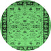 Round Oriental Emerald Green Industrial Rug, urb849emgrn