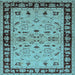 Square Machine Washable Oriental Light Blue Industrial Rug, wshurb849lblu