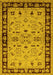 Machine Washable Oriental Yellow Industrial Rug, wshurb849yw