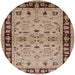 Round Machine Washable Industrial Modern Sienna Brown Rug, wshurb849