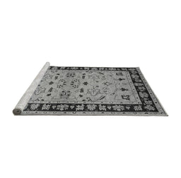 Sideview of Machine Washable Oriental Gray Industrial Rug, wshurb849gry