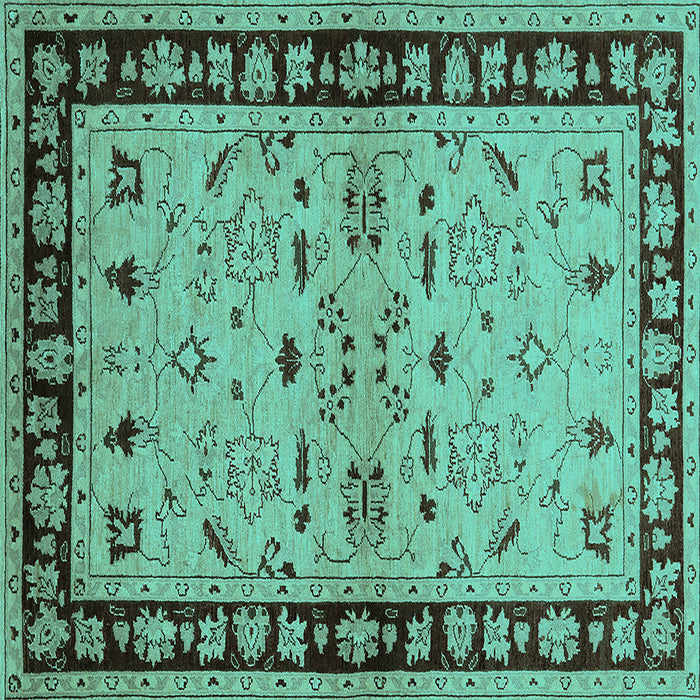 Square Oriental Turquoise Industrial Rug, urb849turq