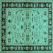 Square Oriental Turquoise Industrial Rug, urb849turq