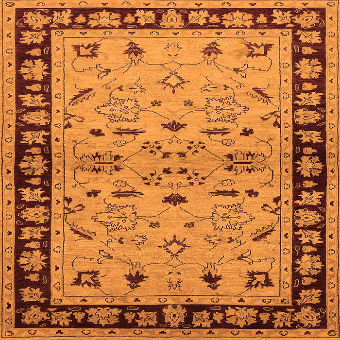 Square Oriental Orange Industrial Rug, urb849org