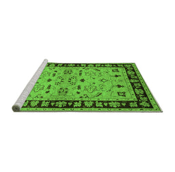 Sideview of Machine Washable Oriental Green Industrial Area Rugs, wshurb849grn