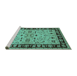 Sideview of Machine Washable Oriental Turquoise Industrial Area Rugs, wshurb849turq