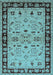 Machine Washable Oriental Light Blue Industrial Rug, wshurb849lblu