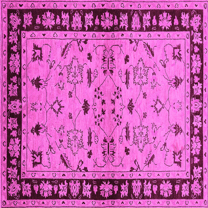 Square Machine Washable Oriental Pink Industrial Rug, wshurb849pnk