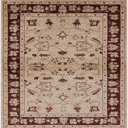 Square Mid-Century Modern Sienna Brown Oriental Rug, urb849