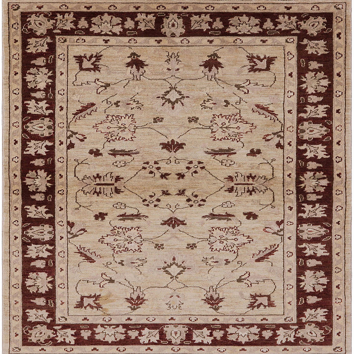 Square Mid-Century Modern Sienna Brown Oriental Rug, urb849