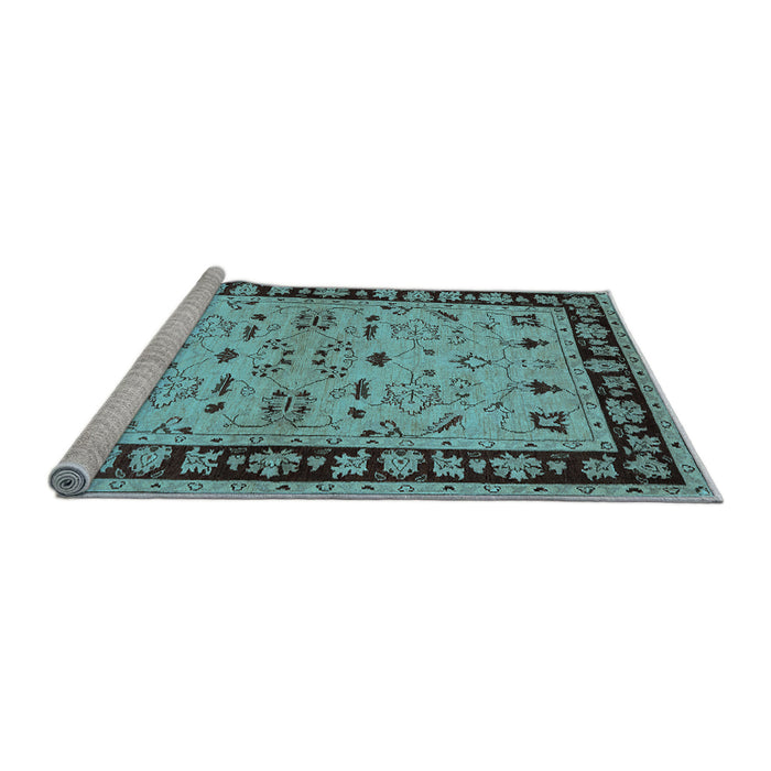 Sideview of Machine Washable Oriental Light Blue Industrial Rug, wshurb849lblu