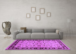 Machine Washable Oriental Purple Industrial Area Rugs in a Living Room, wshurb849pur