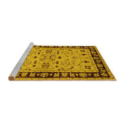 Sideview of Machine Washable Oriental Yellow Industrial Rug, wshurb849yw
