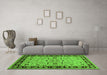 Machine Washable Oriental Green Industrial Area Rugs in a Living Room,, wshurb849grn
