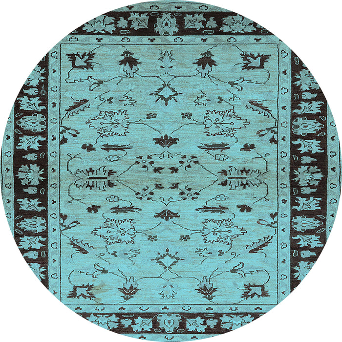 Round Oriental Light Blue Industrial Rug, urb849lblu