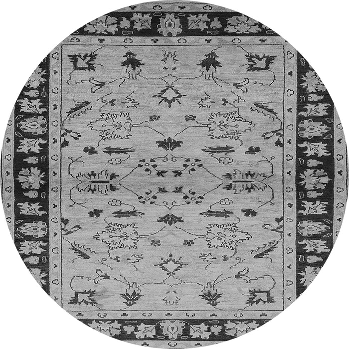 Round Machine Washable Oriental Gray Industrial Rug, wshurb849gry