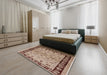 Mid-Century Modern Sienna Brown Oriental Rug in a Bedroom, urb849