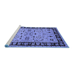 Sideview of Machine Washable Oriental Blue Industrial Rug, wshurb849blu