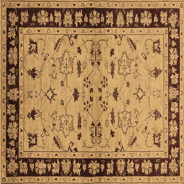 Square Machine Washable Oriental Brown Industrial Rug, wshurb849brn