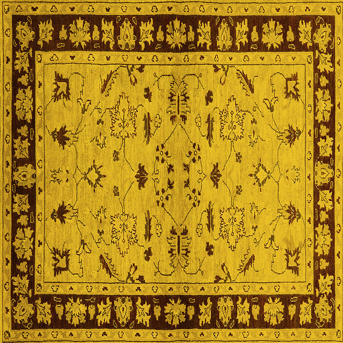 Square Oriental Yellow Industrial Rug, urb849yw